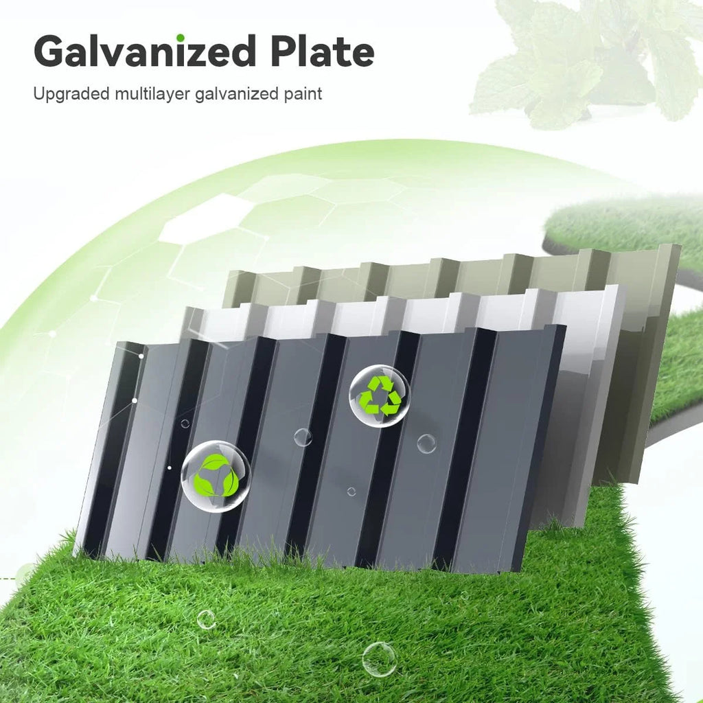 2-Pack 68" X 36" X 12" Raised Garden Bed Galvanized Steel Metal Planter Kit Box Dark Gray
